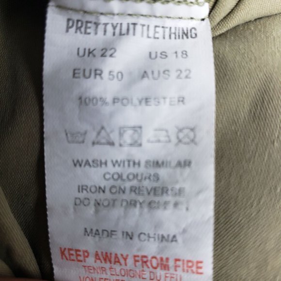 Pretty Little Thing Plus Size 18 Khaki Corset Detail Puff Sleeve Shift Dress - Picture 6 of 7